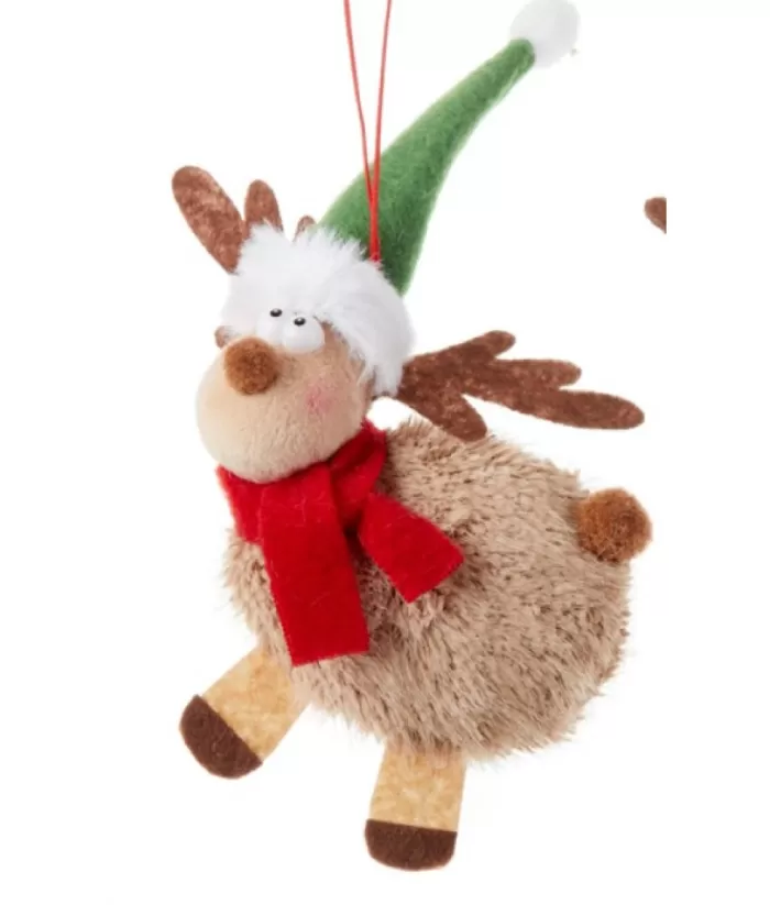 Boutique de Noël Christmas Classics*Round Wooly Fabric Moose Ornament