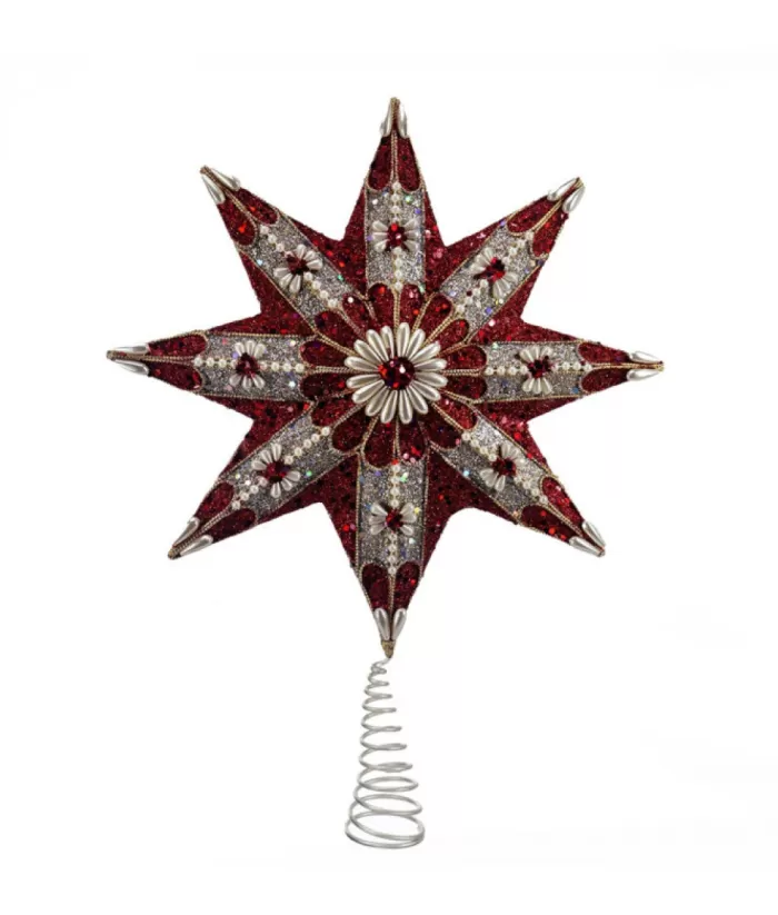 Boutique de Noël Christmas Classics*Ruby And Platinum Star Tree Top