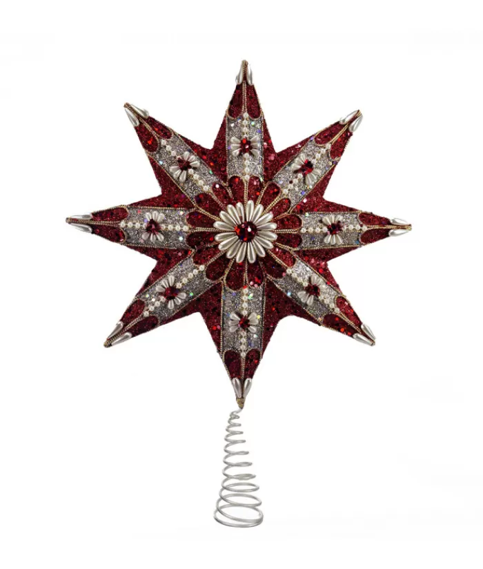 Hot Ruby And Platinum Star Tree Top Star & Tree Topper