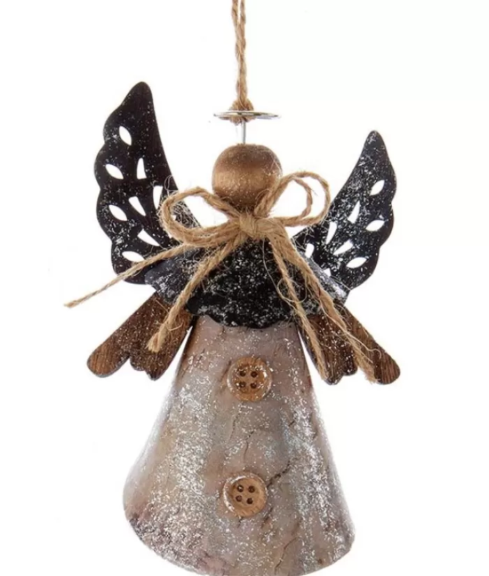 Clearance Rustic Angel With Black Wings Ornament Angels & Santas