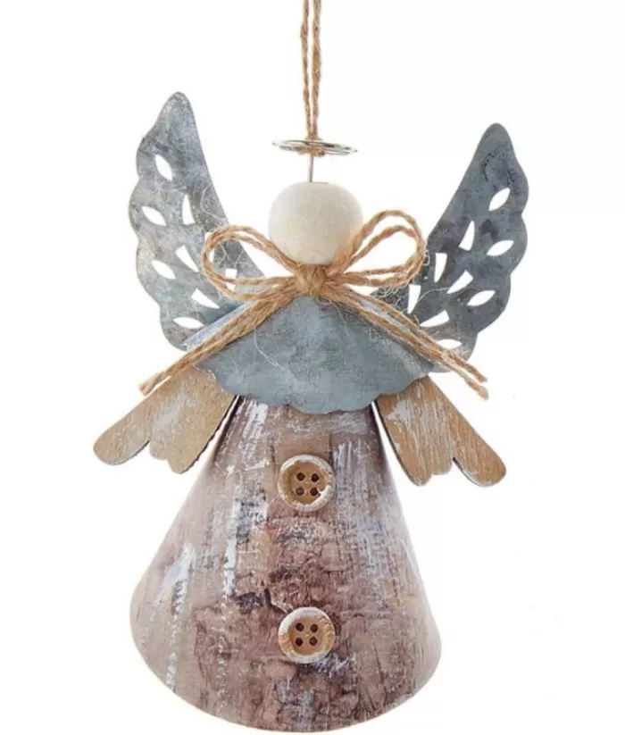 Boutique de Noël Rustic*Rustic Angel With Silver Wings Ornament