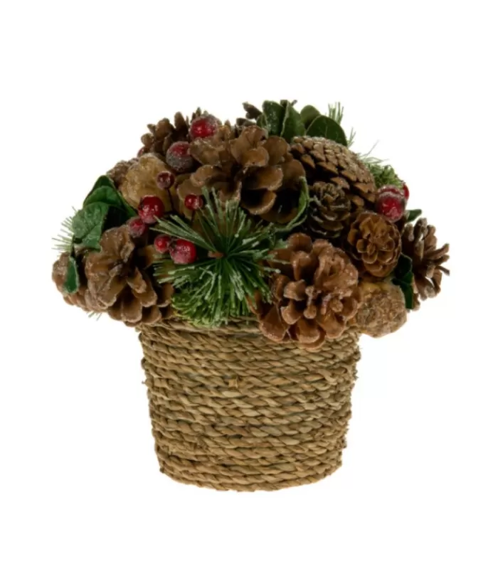 Sale Rustic Pot With Pinecones Trim