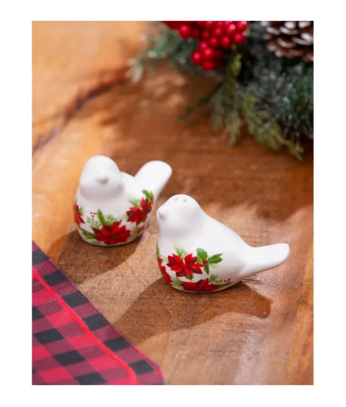 Best Salt And Pepper Shaker Set, Poinsetta Design Christmas Dishes