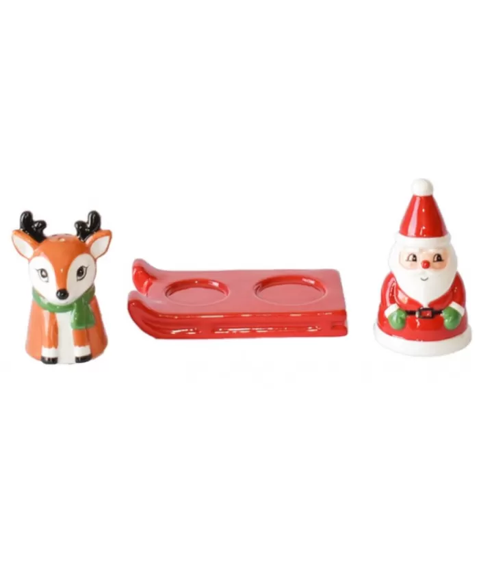 Shop Santa And Reindeer On A Sleigh Salt And Pepper Shakers Christmas Dishes