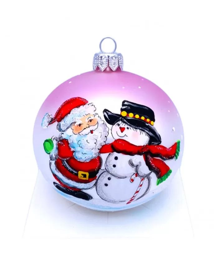 Boutique de Noël Importations From Poland*Santa Claus And Snowman Glass Ornament