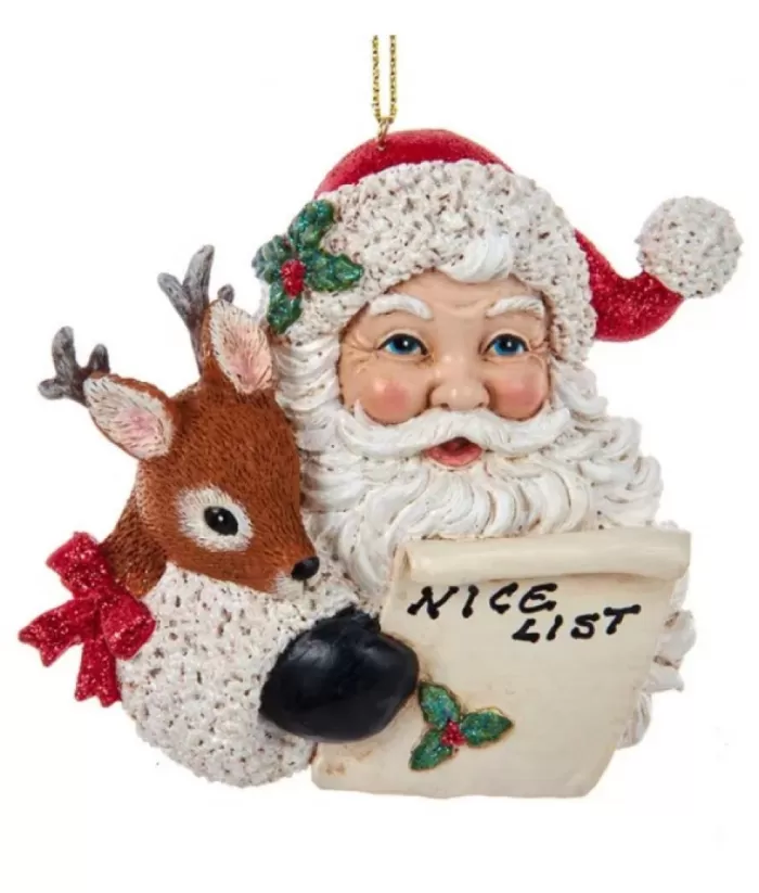 Boutique de Noël Christmas Classics*Santa Holding A Nice List Ornament