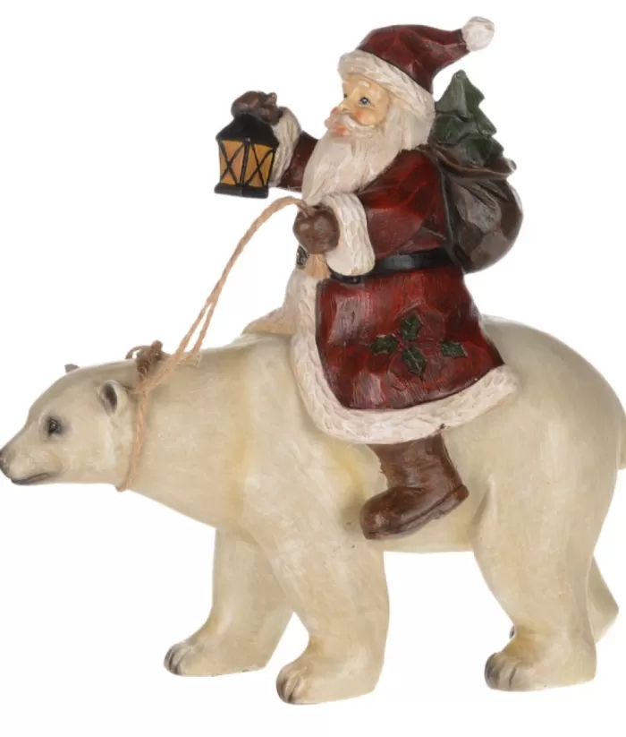 Boutique de Noël Santa'S Workshop*Santa Riding A Polar Bear, 8.5" Tall