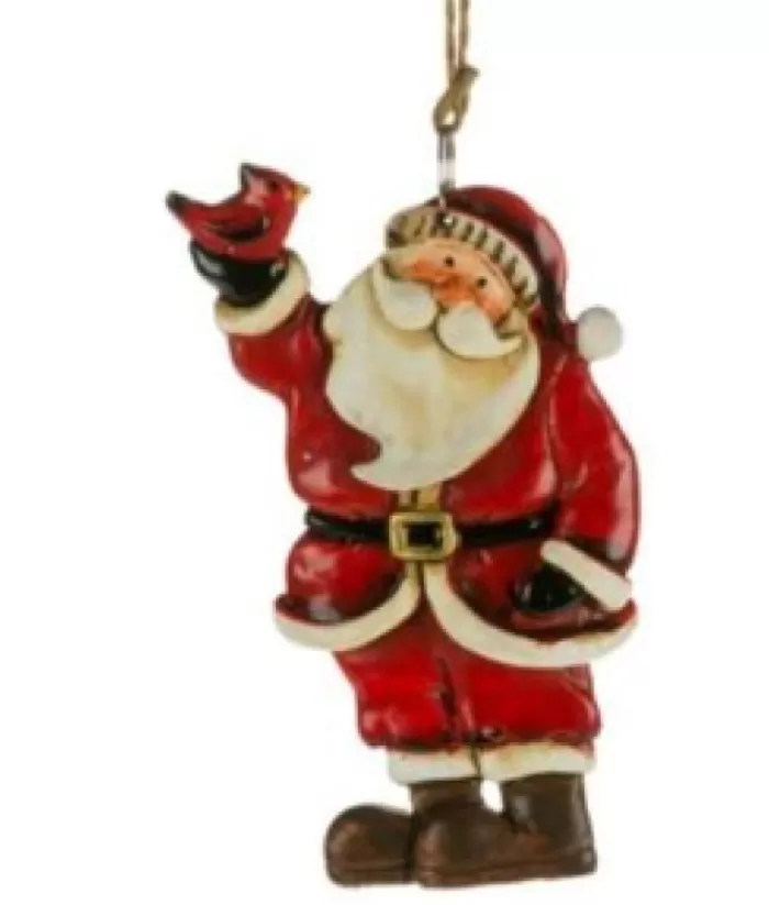 Boutique de Noël Rustic*Santa With Cardinal Ornament