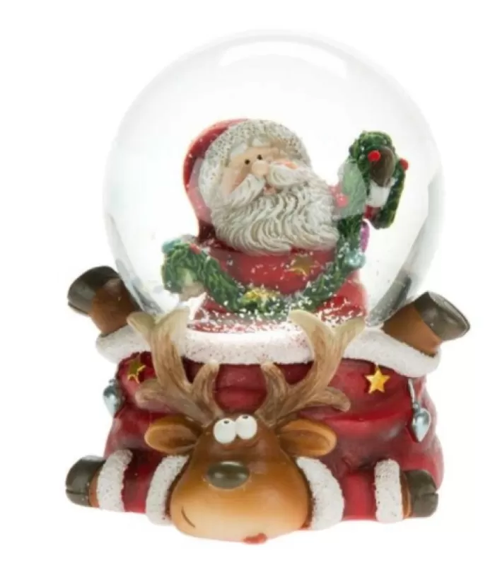 Boutique de Noël Snow Globes*Santa With Garland Snowglobe