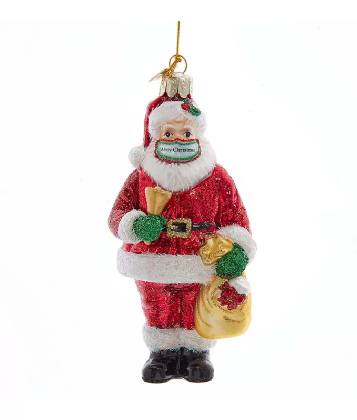 Fashion Santa With Mask Glass Ornament Angels & Santas