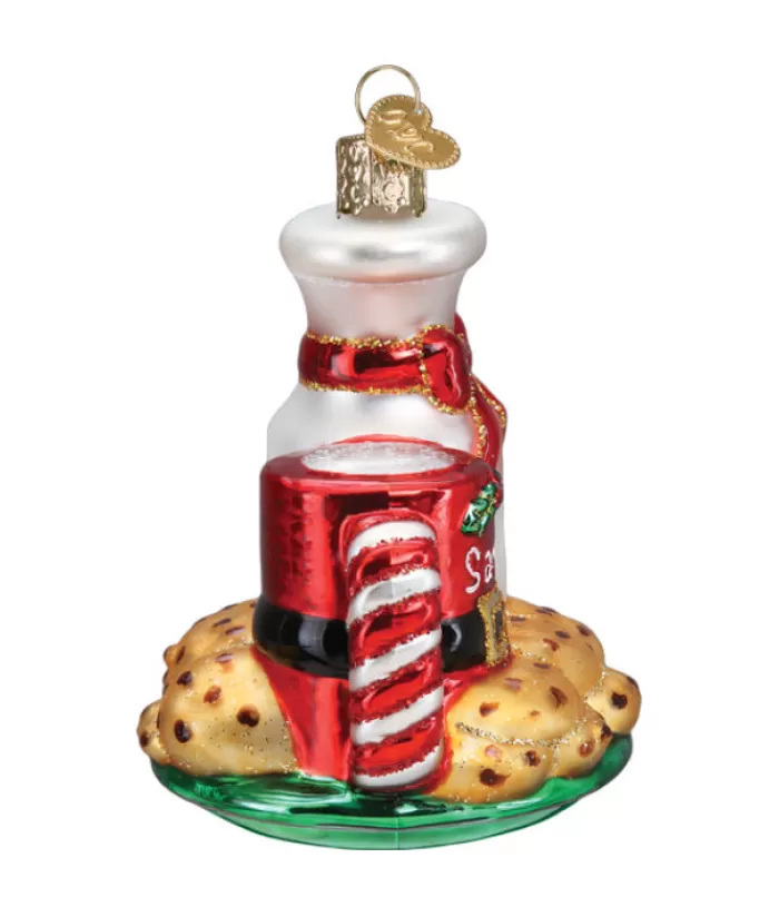 Cheap Santa'S Milk And Cookies Glass Ornament Angels & Santas