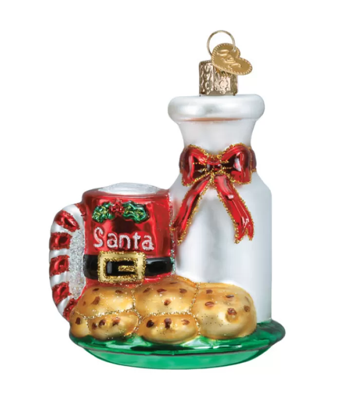 Cheap Santa'S Milk And Cookies Glass Ornament Angels & Santas