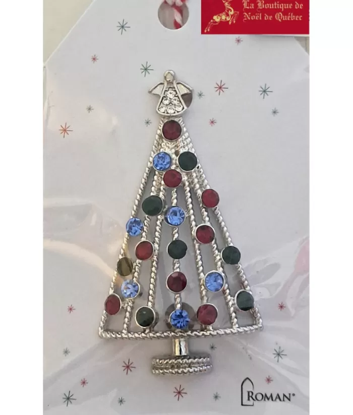 Shop Shiny Metal And Glass Tree Shaped Festive Brooch Jewelry