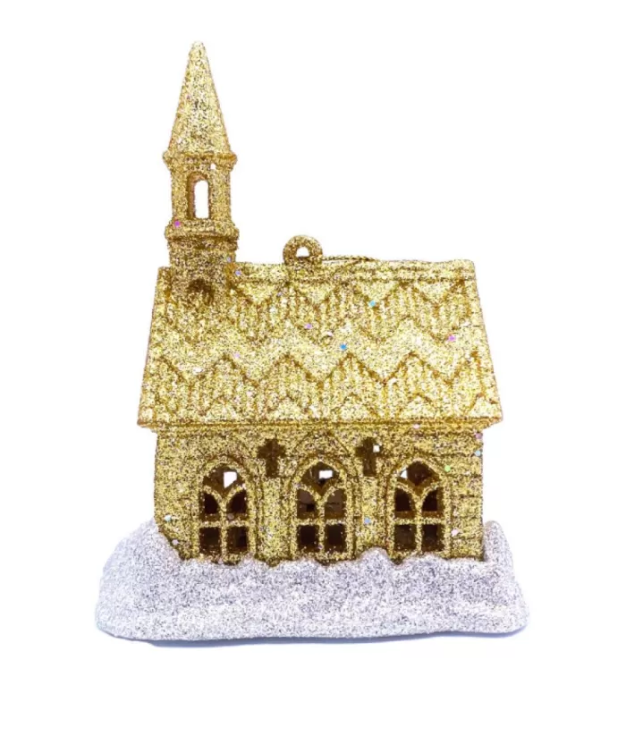 Boutique de Noël Christmas Classics*Silver And Gold Led Church Ornament