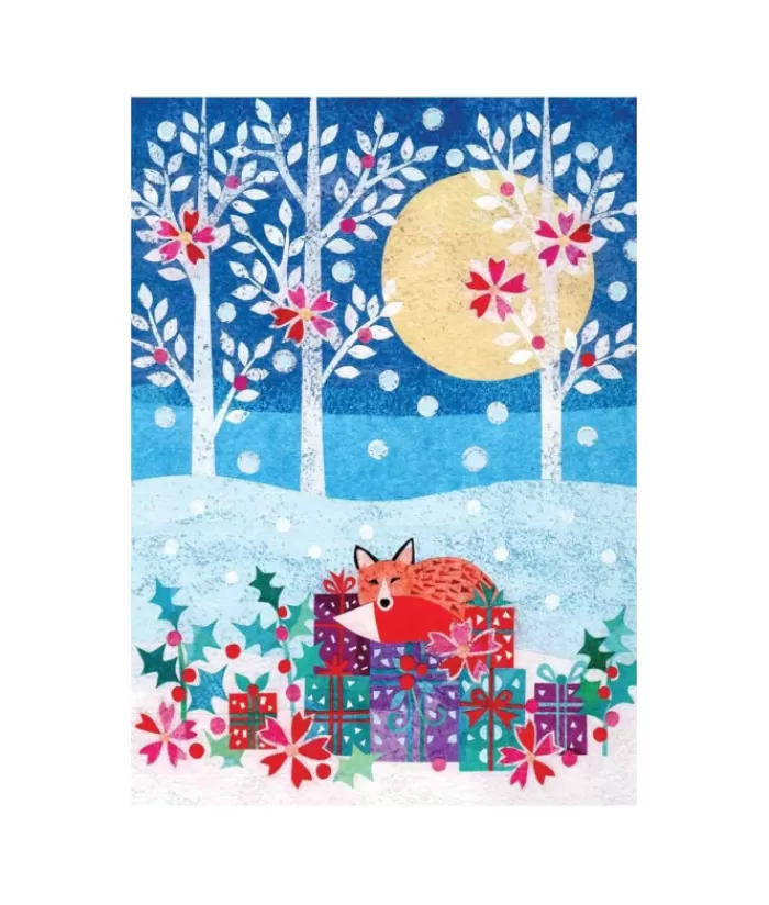 Cheap Single Christmas Card, Red Fox With Christmas Gifts. Christmas Cards & Stationary