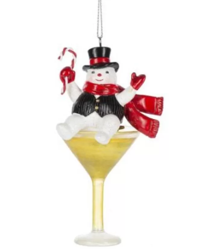 Hot Snowman Bartender, Happy Hour, Ornament , Martini Glass Snowmen