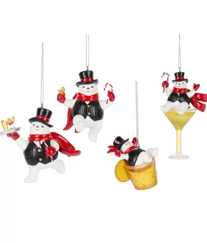 Hot Snowman Bartender, Happy Hour, Ornament , Martini Glass Snowmen