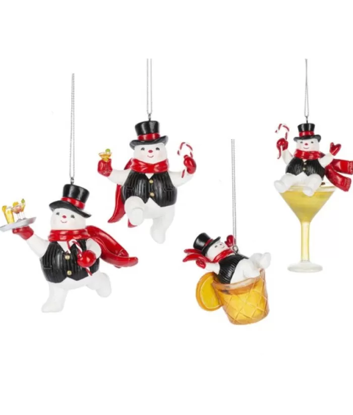 Boutique de Noël Mom'S Kitchen & Bakery*Snowman Bartender, Happy Hour, Ornament , Martini Glass