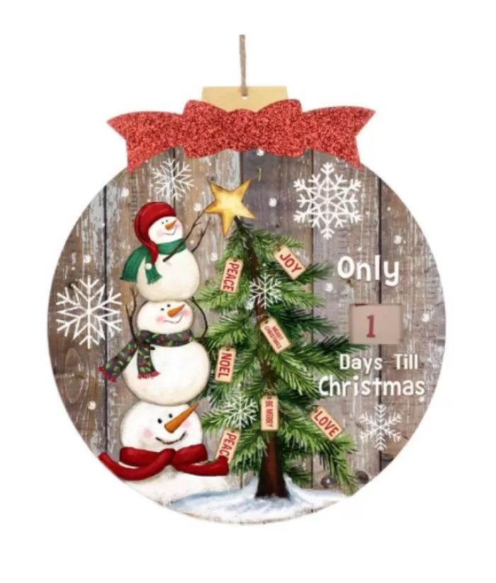 Boutique de Noël Door Decor*Snowman Countdown Door Hanging Sign