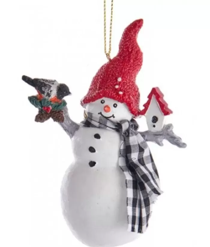 Boutique de Noël Rustic*Snowman Ornament With Cabin