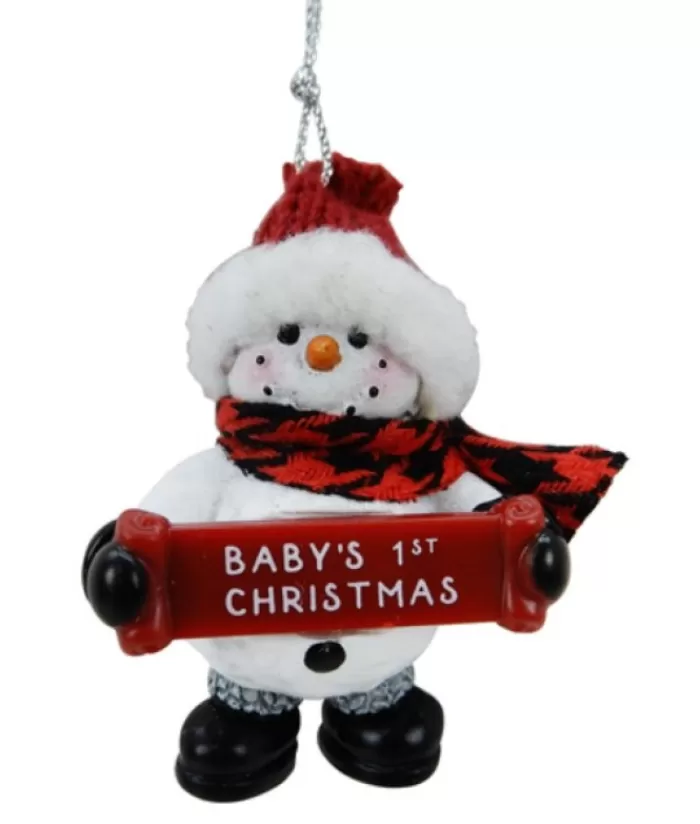 Discount Snowman With Banner, Message, "Baby`S 1St Christmas", Ornament Snowmen