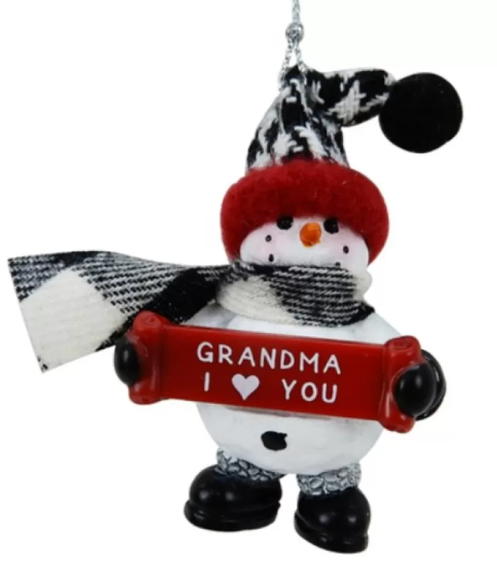 Sale Snowman With Banner, Message, "Grandma I Love You ", Ornament Snowmen