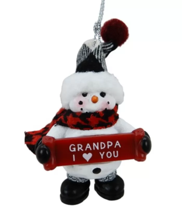 Best Snowman With Banner, Message, "Grandpa I Love You ", Ornament Snowmen