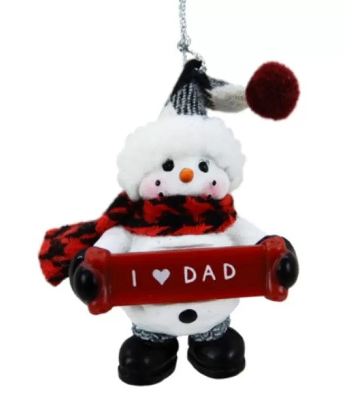 Discount Snowman With Banner Message "I Love Dad" Ornament Snowmen