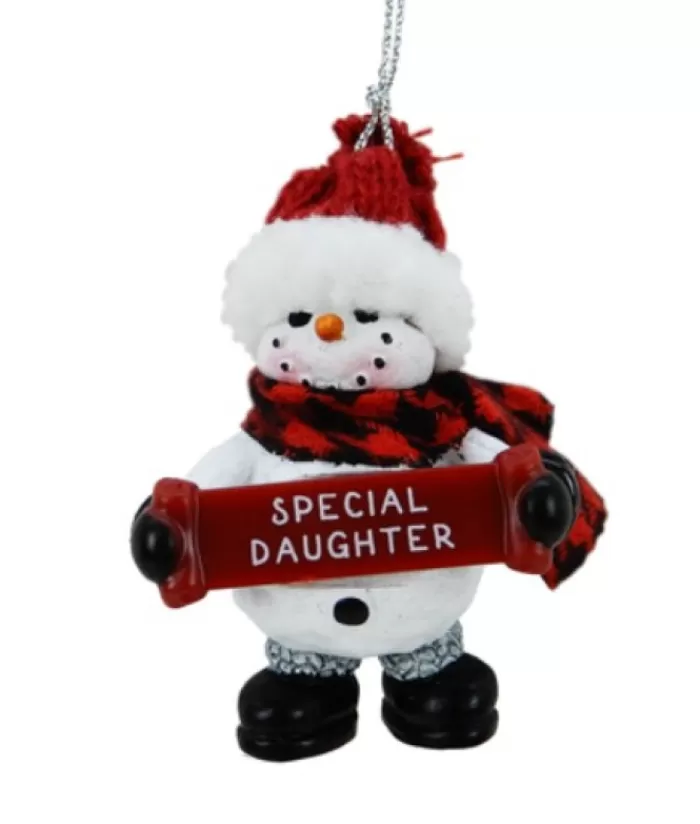 Sale Snowman With Banner, Message, "Special Daughter", Ornament Snowmen