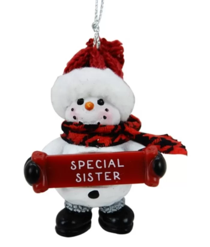 Boutique de Noël Family & Friends*Snowman With Banner, Message, "Special Sister", Ornament