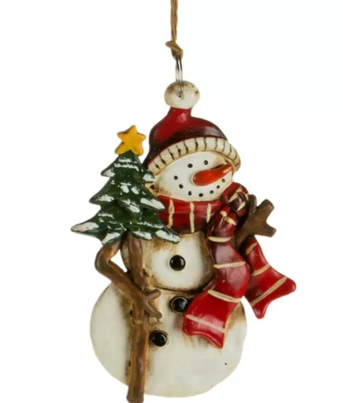 Boutique de Noël Rustic*Snowman With Tree Ornament