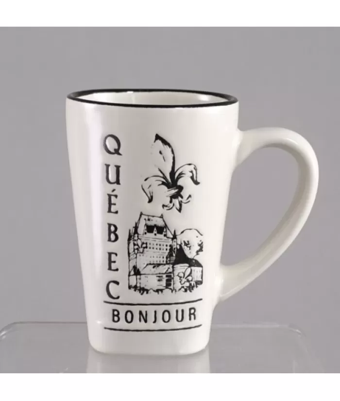 Outlet Souvenir Cup, 3 Oz, Quebec, Bonjour Motto With Le Chateau And Fleur De Lys Design Tableware Souvenirs