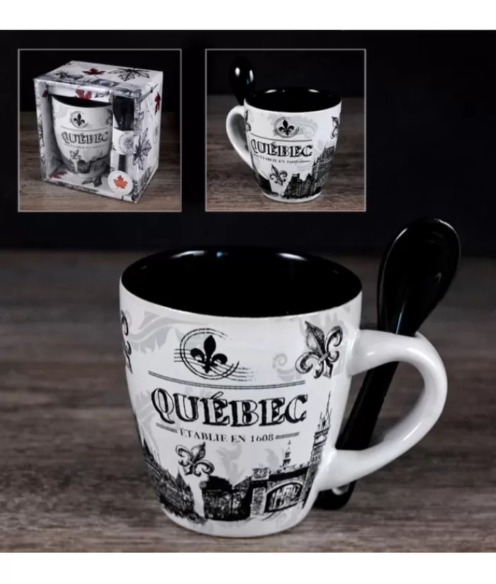 Clearance Souvenir Of Quebec Mug, With Spoon Tableware Souvenirs