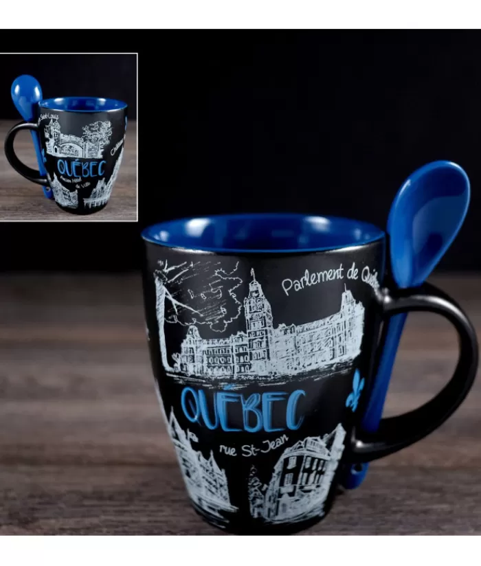 Sale Souvenir Of Quebec Mug, With Spoon, 12 Oz Tableware Souvenirs