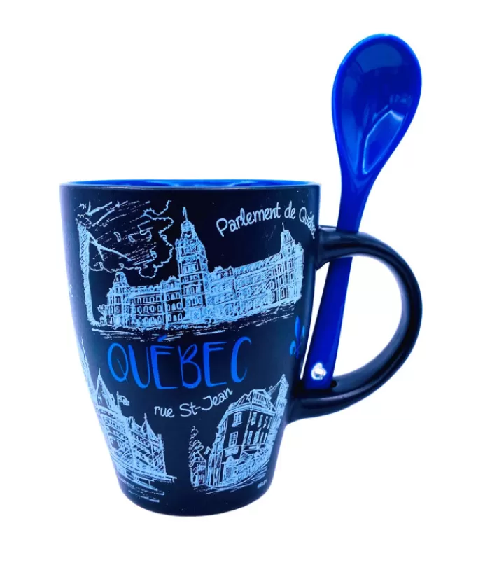 Sale Souvenir Of Quebec Mug, With Spoon, 12 Oz Tableware Souvenirs