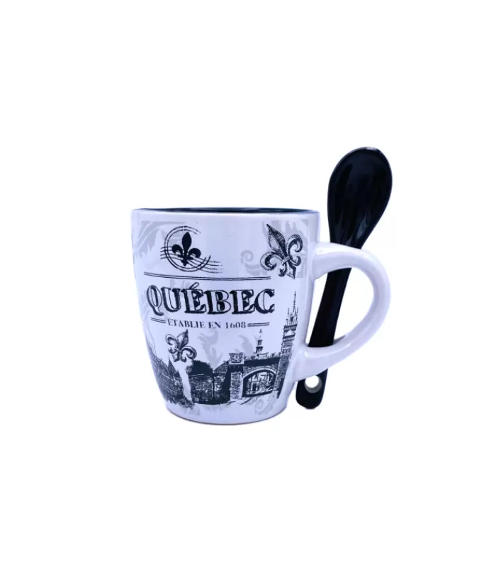 Clearance Souvenir Of Quebec Mug, With Spoon Tableware Souvenirs