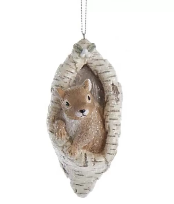 Boutique de Noël Enchanted Forest*Squirrel In Bark Tree Ornament