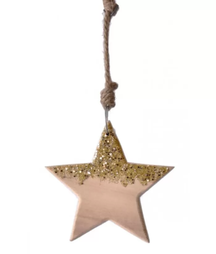 Boutique de Noël Rustic*Star With Gold Dust Ornament