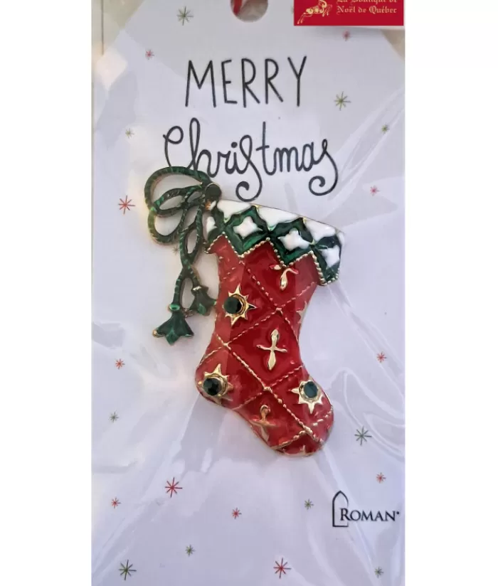 Online Stocking Shaped Christmas Brooch Jewelry