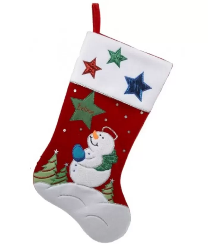 Boutique de Noël Winter Wonderland*Stocking With Snowman And Stars