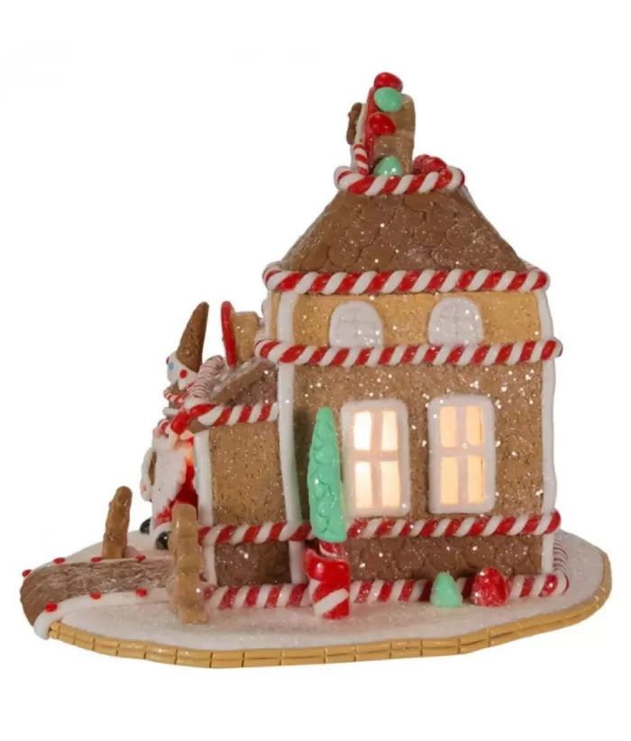 Boutique de Noël Ginger Bread Houses*Table Ornament, 7",Gingerbread Shoppe Battery Operated C7 Bulb