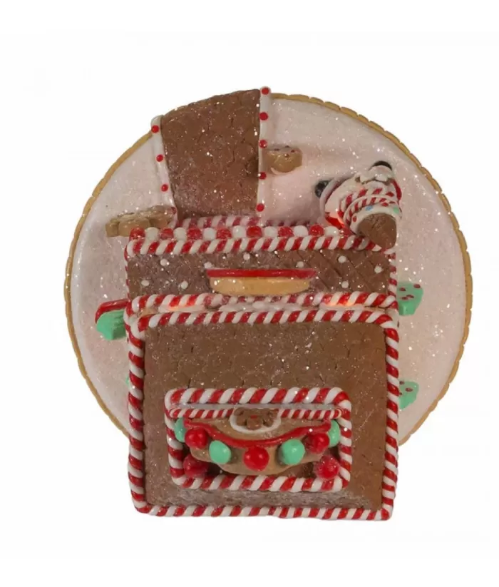Boutique de Noël Ginger Bread Houses*Table Ornament, 7",Gingerbread Shoppe Battery Operated C7 Bulb