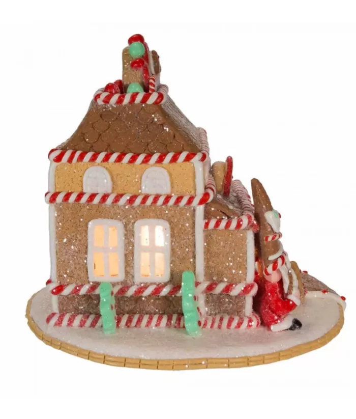 Boutique de Noël Ginger Bread Houses*Table Ornament, 7",Gingerbread Shoppe Battery Operated C7 Bulb