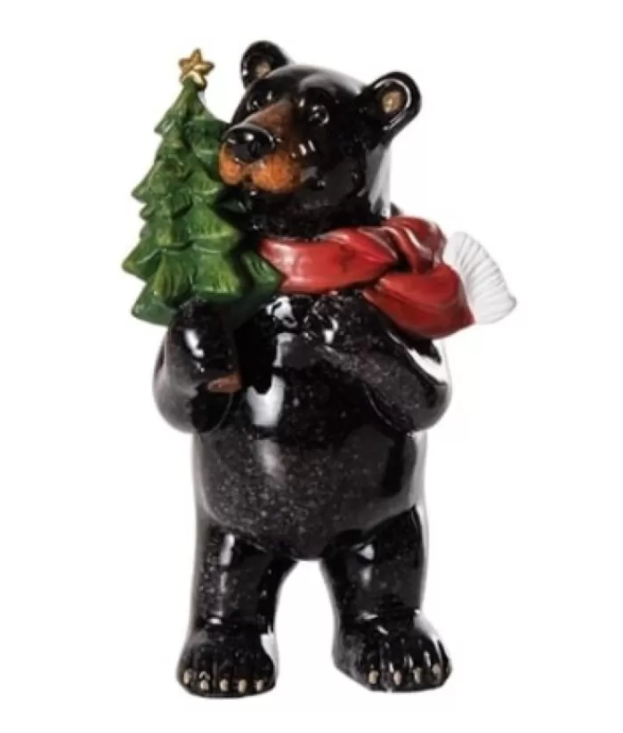 Boutique de Noël Enchanted Forest*Table Ornament, Bear Figurine In Ceramic.