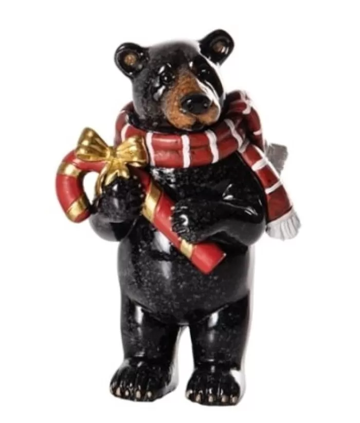 Boutique de Noël Enchanted Forest*Table Ornament, Black Bear Figurine In Ceramic.