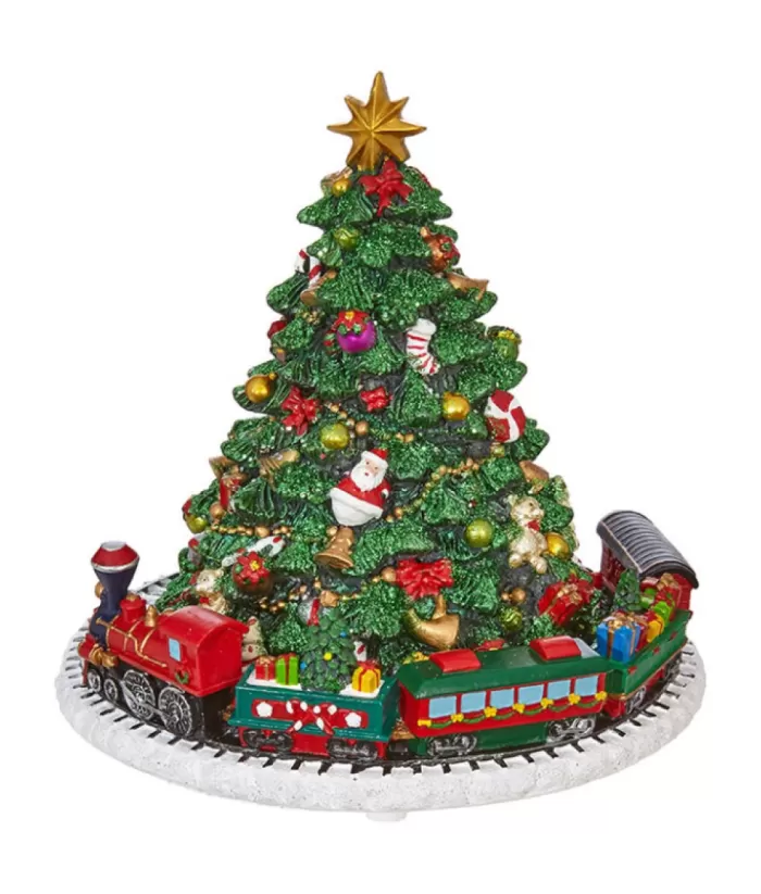 Boutique de Noël Animated And Musical Pieces*Table Ornament, Clockwork Animated Musical Tree, Measures 6 Inches Tall.
