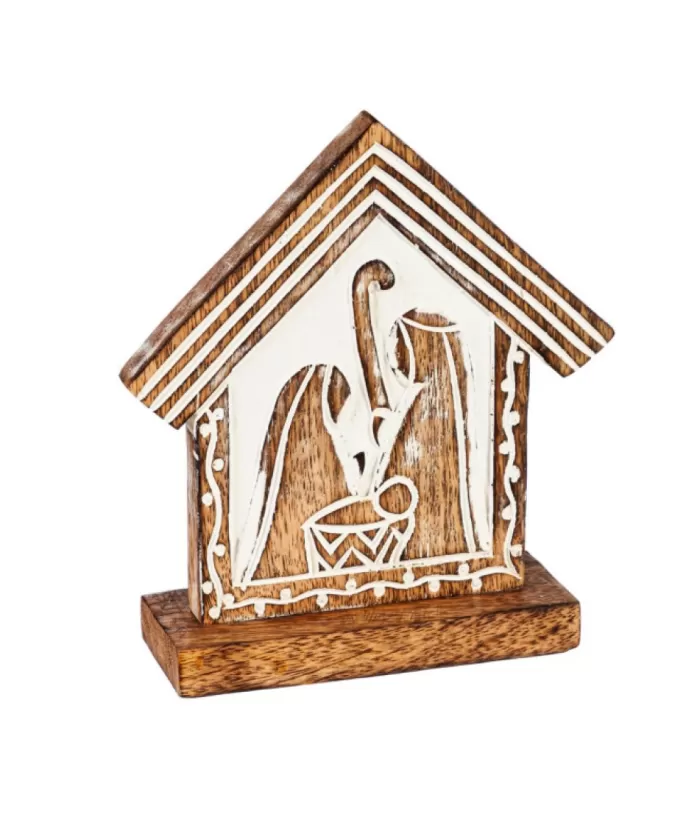 Boutique de Noël Religion*Table Ornament, Wooden Carving, The Nativity, Measures 7"