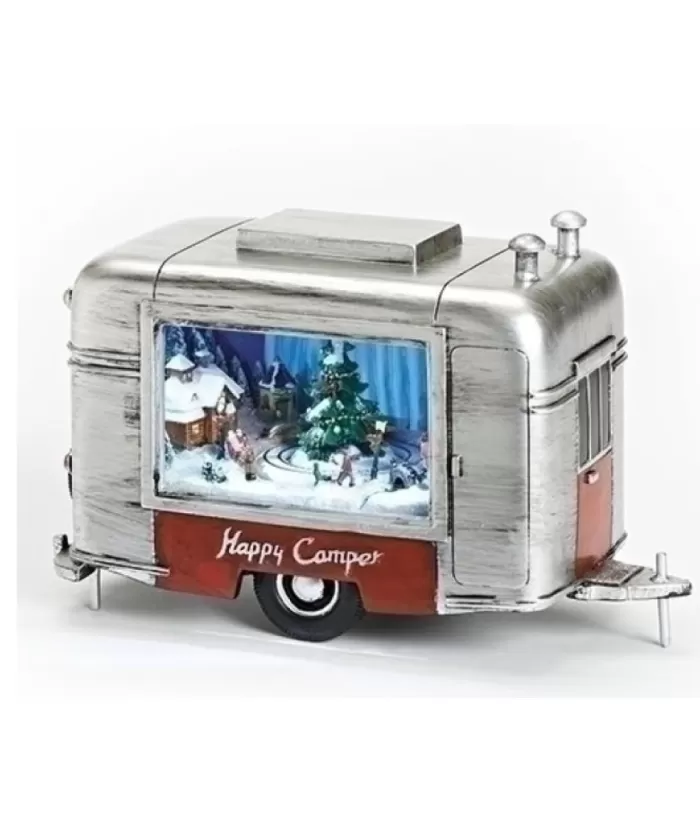 Boutique de Noël Animated And Musical Pieces*Table Piece, Airstream Style Caravan, Musical, Animated, Led Lighting