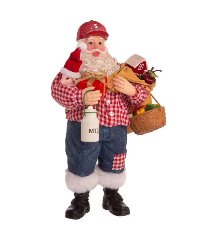 Boutique de Noël Angels & Santas*Table Piece, Farmer Santa Claus, Measures 10.5 Inches