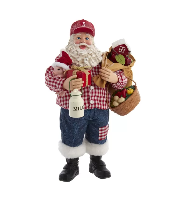 Boutique de Noël Angels & Santas*Table Piece, Farmer Santa Claus, Measures 10.5 Inches